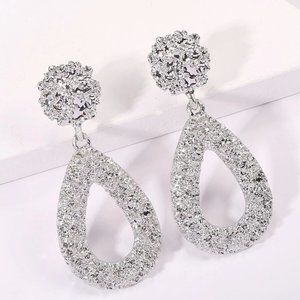 Water Drop Shaped Drop Earrings Silver